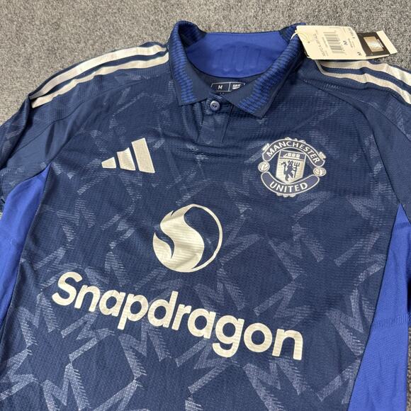 Mens M - Manchester United 24/25 Long Sleeve Away Authentic Jersey Blue Slim - Picture 2 of 9